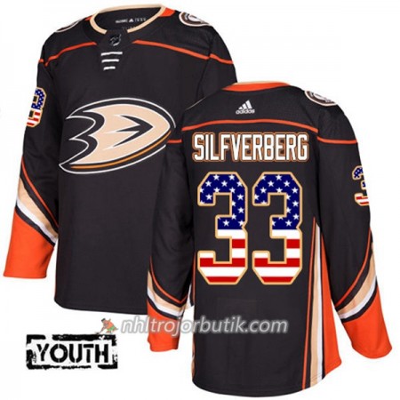 Barn Ishockey Anaheim Ducks Tröja Jakob Silfverberg 33 Adidas 2017-2018 Svart USA Flag Fashion Authentic